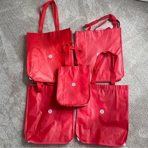 Lululemon Shopping Tote Bundle 5 Bags Red